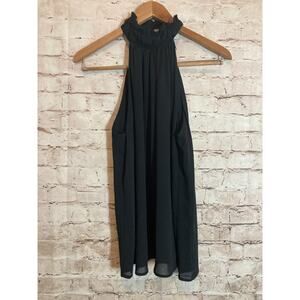 H&M Halter Top Womens Small Black Ruffle Neck Lined Flowy Whimsigoth Grunge